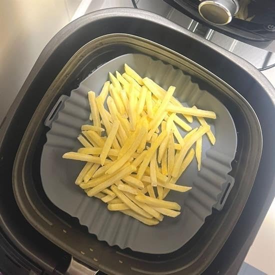 OLLEVRA Renkli Isıya Dayanıklı Yıkanılabilir Silikon Fırın Airfryer Kare Model Pişirme Matı 20 cm