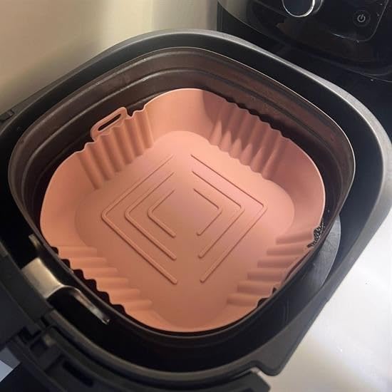 OLLEVRA Renkli Isıya Dayanıklı Yıkanılabilir Silikon Fırın Airfryer Kare Model Pişirme Matı 20 cm