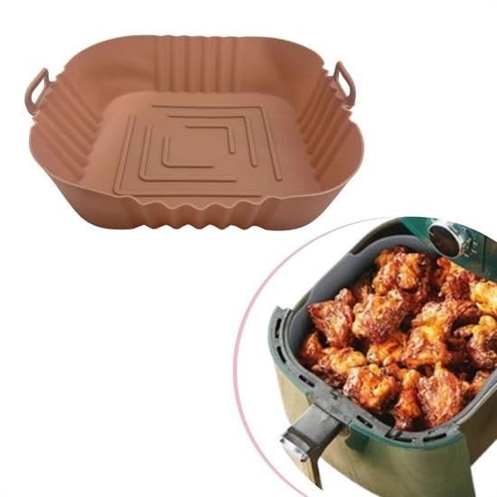 OLLEVRA Renkli Isıya Dayanıklı Yıkanılabilir Silikon Fırın Airfryer Kare Model Pişirme Matı 20 cm