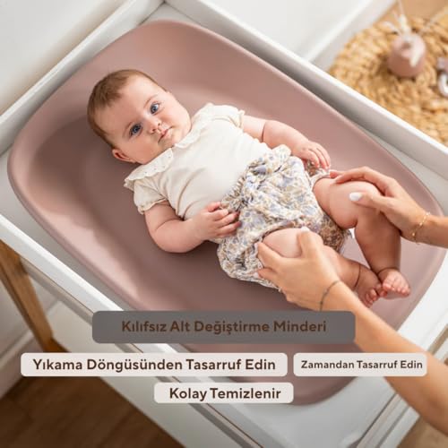 Nattou Softy Alt Değiştirme Minderi 70x50 cm Pembe | Su Geçirmez | Ergonomik Tasarım | Hijyenik ve K
