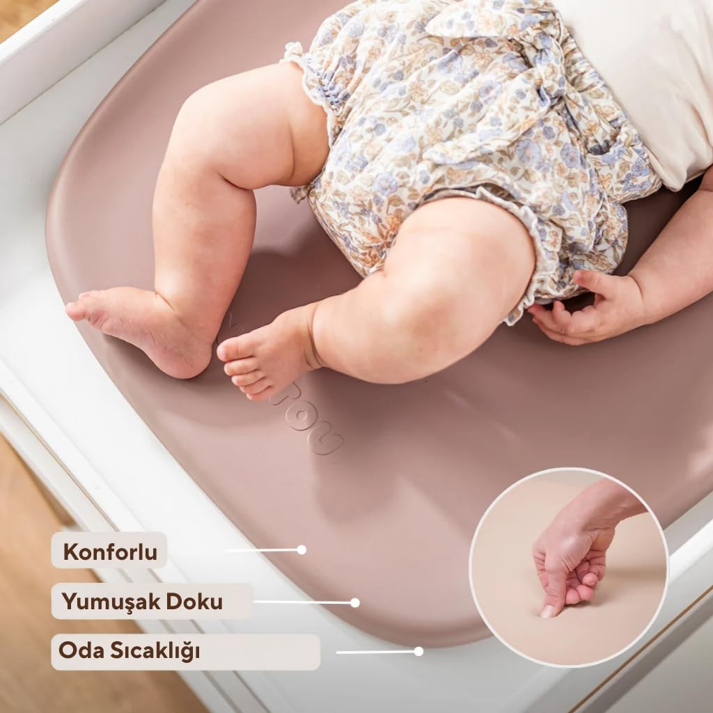 Nattou Softy Alt Değiştirme Minderi 70x50 cm Pembe | Su Geçirmez | Ergonomik Tasarım | Hijyenik ve K