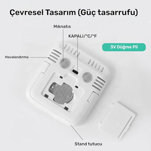 VIT 4'lü İç Mekan Dijital Isı ve Nem Ölçer Siyah-Beyaz Termometre KVT17-01