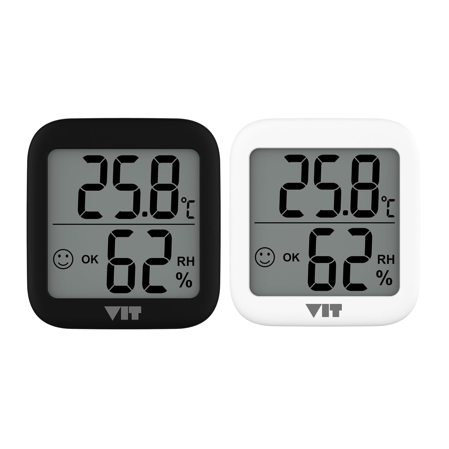 VIT 2'li İç Mekan Dijital Isı ve Nem Ölçer Siyah-Beyaz Termometre KVT17 THERMOMETER