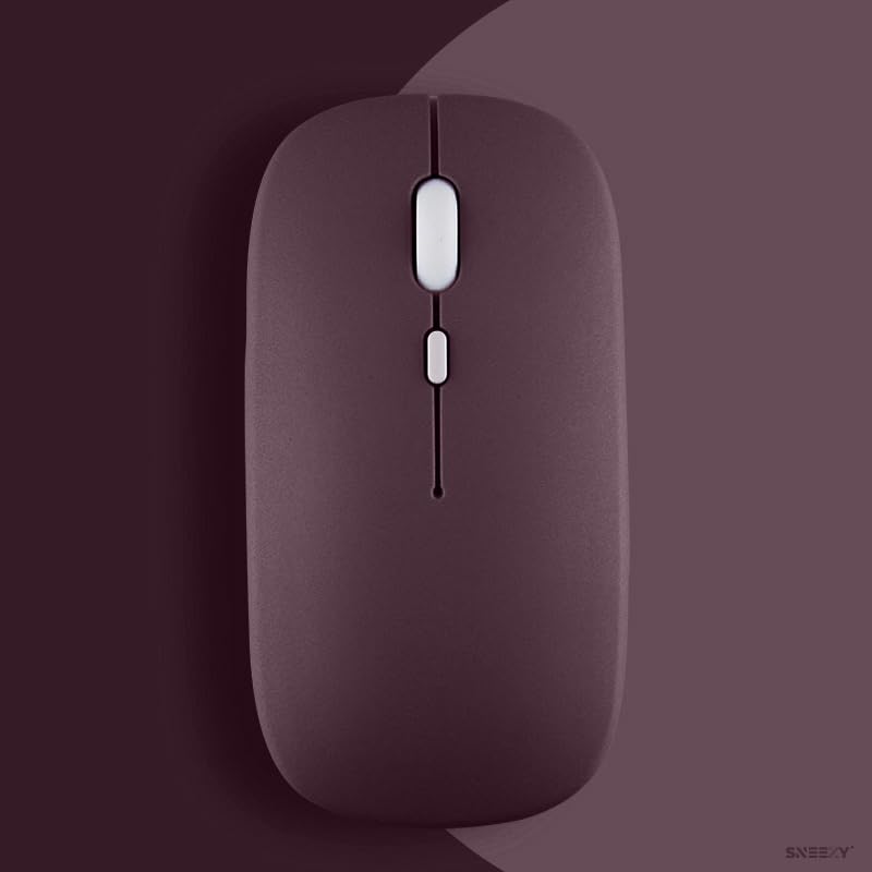 Xiaomi Tablet İle Uyumlu Şarj Edilebilir Sessiz Mouse Bluetooth + 2.4Hz Wifi Kablosuz Mouse Fare Mürdüm