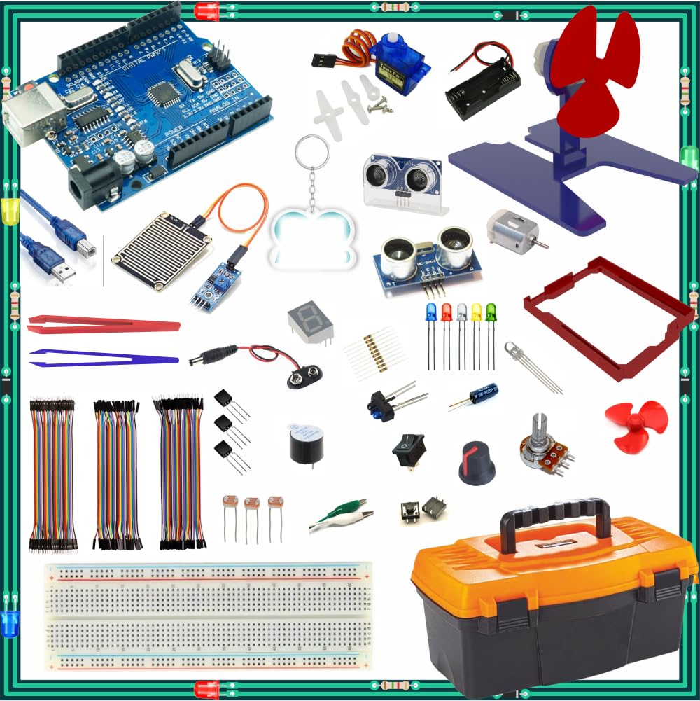 Arduino ile Uyumlu Öğreniyorum Seti - UNO R3 (CH340 Çip) - 46 Çeşit 176 Parça - Robotik Kodlama ve Elektronik Başlangıç Eğitimi Kiti - STEM Proje Seti