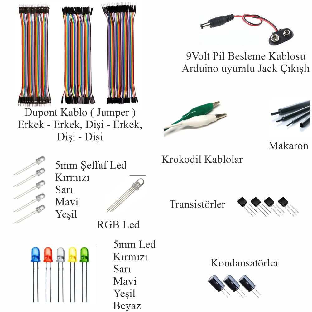 Arduino ile Uyumlu Pervane Projeli Başlangıç Seti - UNO R3-80 Çeşit 281 Parça - Robotik Kodlama, DC Motor ve Elektronik Eğitim Kiti - Pervane Projesi Uygulamalı