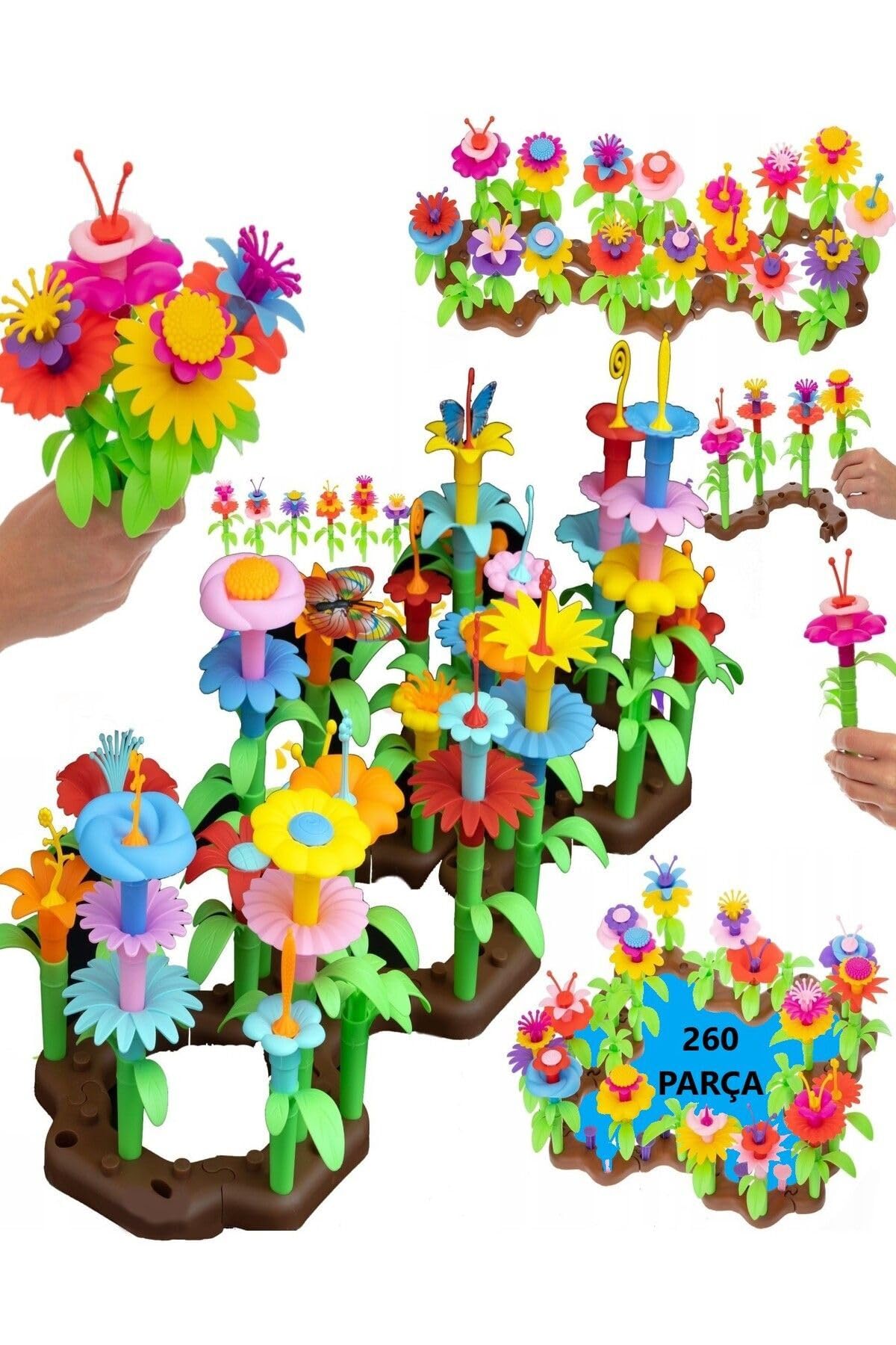 hyd 260 Parça Bahçe Çiçek Yapım Seti Yapı Blokları Yapboz Bul Tak Puzzle Eğitici Oyuncak Çiçek Bahçesi