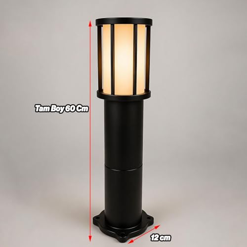 Kule Kafesli Set Üstü Bahçe Duvar Armatürü 60 cm Suya Dayanıklı Modern Dış Mekan Aydınlatma Aplik