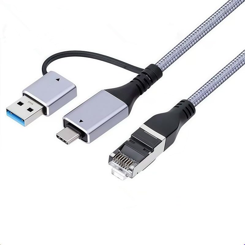 Coverzone USB 3.0 & Type-C Gigabit Ethernet Adaptörü 1000 Mbps RJ45 Kablolu İnternet Dönüştürücü USB-A USB-C Uyumlu Laptop Tablet PC İçin Yüksek Hızlı Ağ Adaptörü | ZR1159
