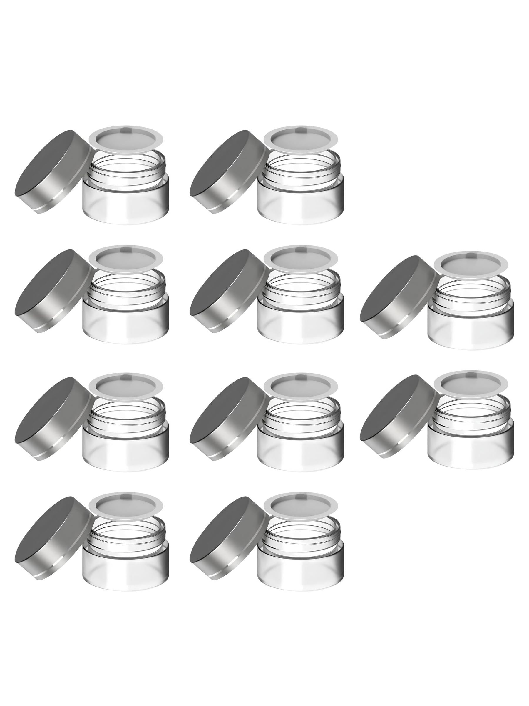10 Adet 35 ml Boş Şeffaf Cam Seyahat Krem ve Organizer Kavanozu Kozmetik Şişesi