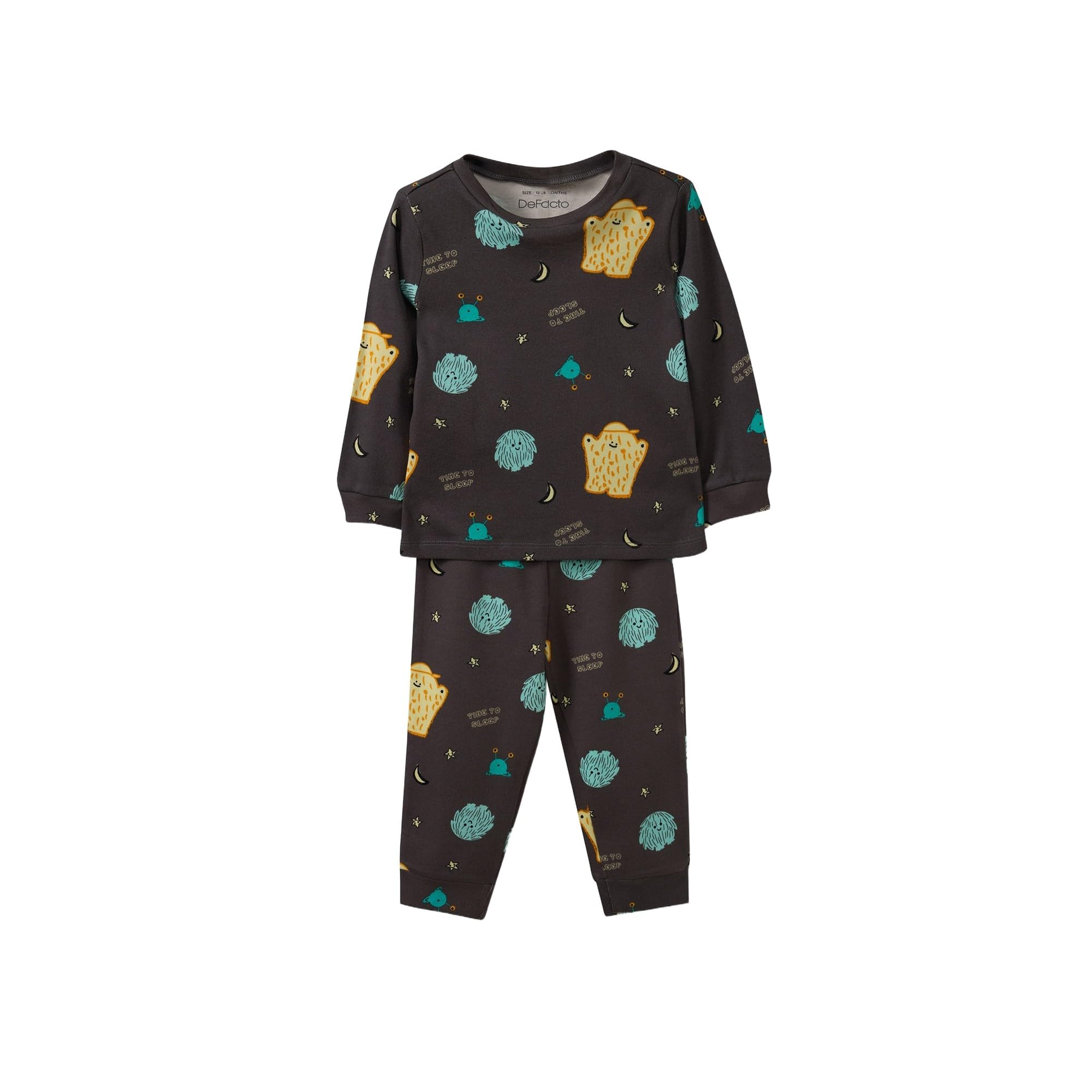 DeFacto%100 Pamuklu Uzay Baskılı Beli Lastikli Pijama Takımı Erkek Bebek