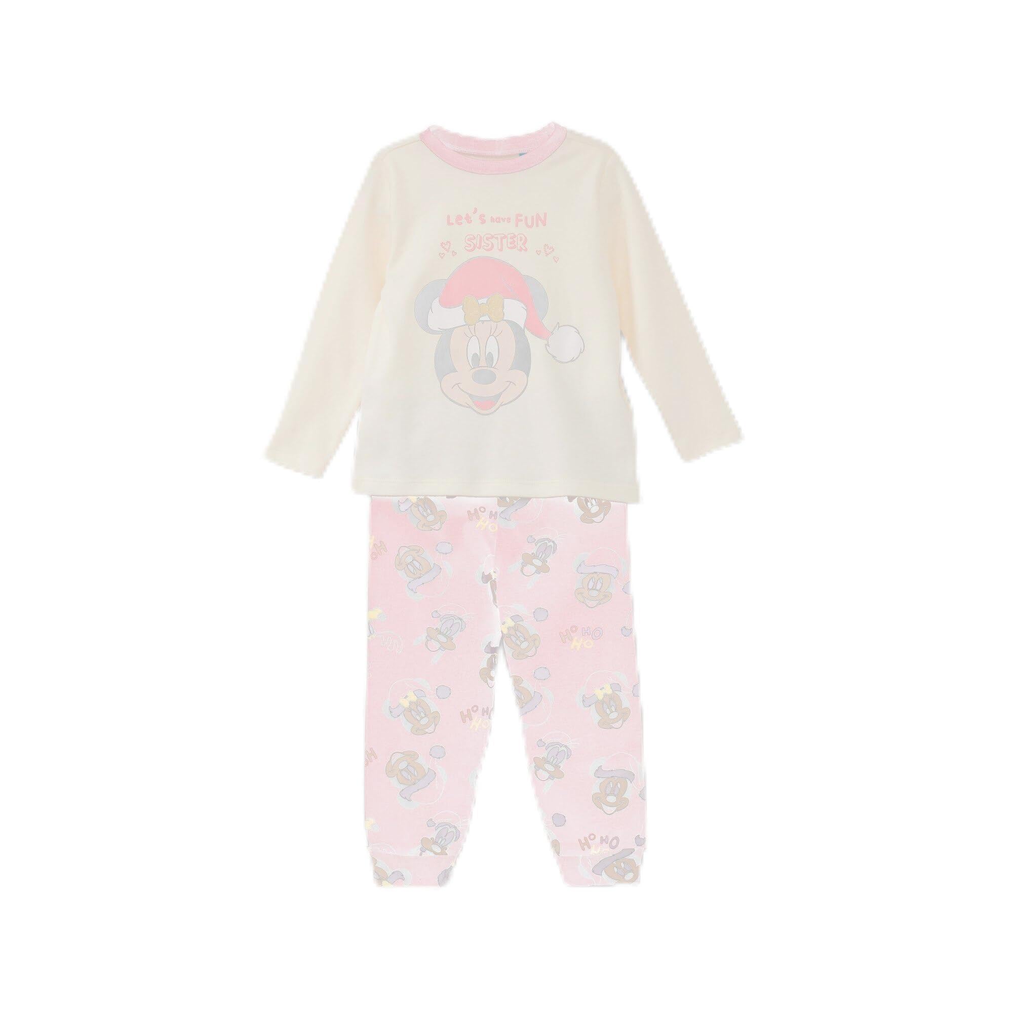 DeFacto%100 Pamuklu Dısney Mıckey & Mınnıe Beli Lastikli Pijama Takımı Kız Bebek