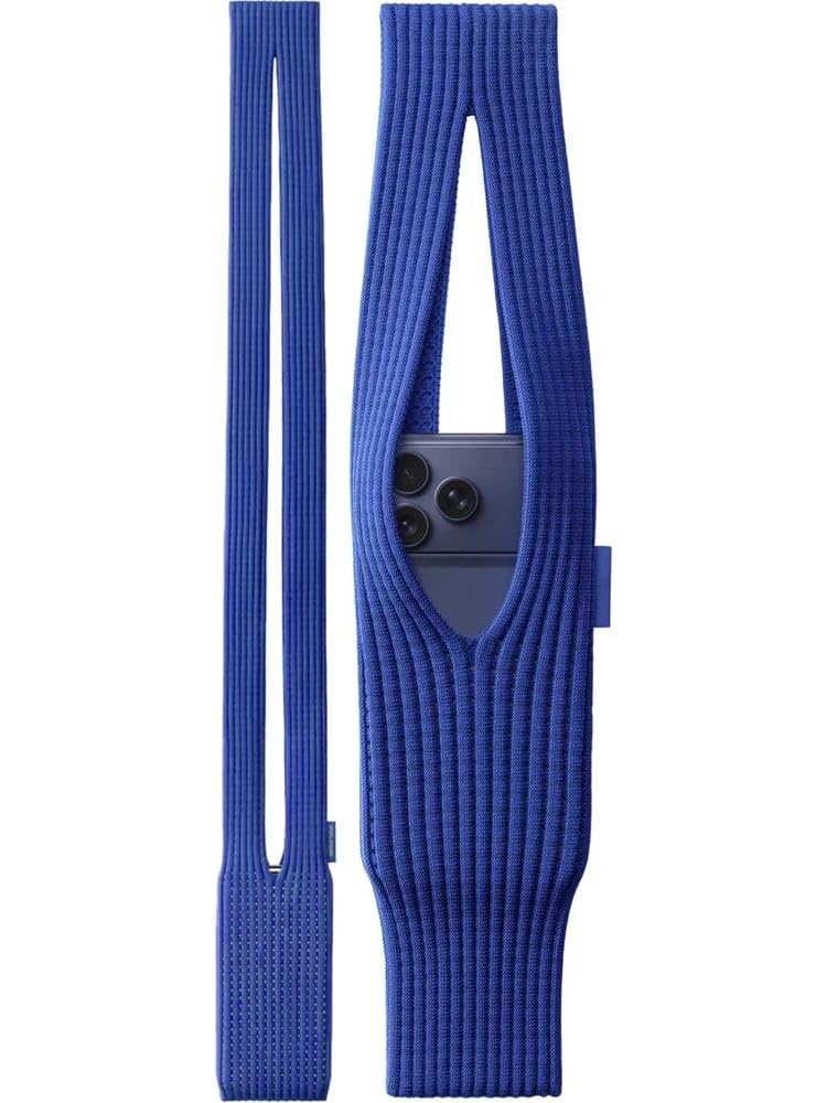Tüm Telefonlarla Uyumlu 80 cm Phone Pocket Premium Örgü Telefon Askısı | 3D Esnek Tasarım (Lacivert)