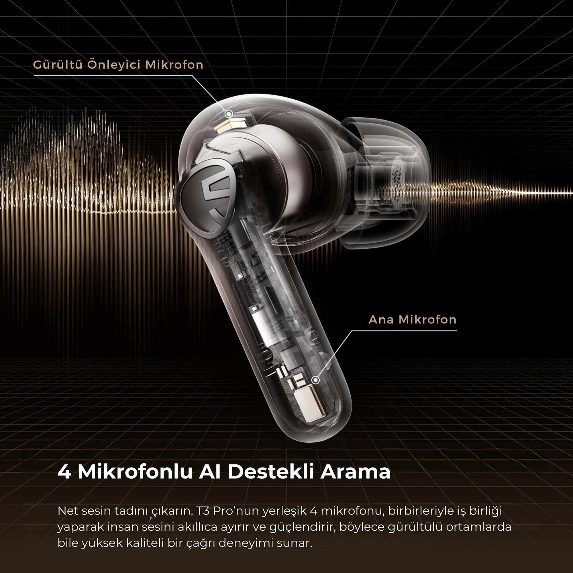 Soundpeats T3 Pro ANC TWS Bluetooth 5.4 Kablosuz Kulak içi Kulaklık Beyaz