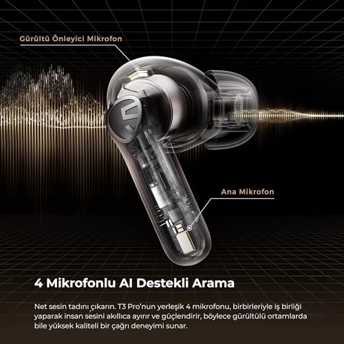 Soundpeats T3 Pro ANC TWS Bluetooth 5.4 Kablosuz Kulak içi Kulaklık Beyaz