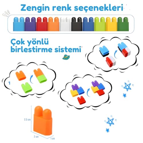 Yaratıcı Modüler Yapı Blokları, Tak Çıkar Eğitici Oyuncak, 300 Parça, 3+ Yaş