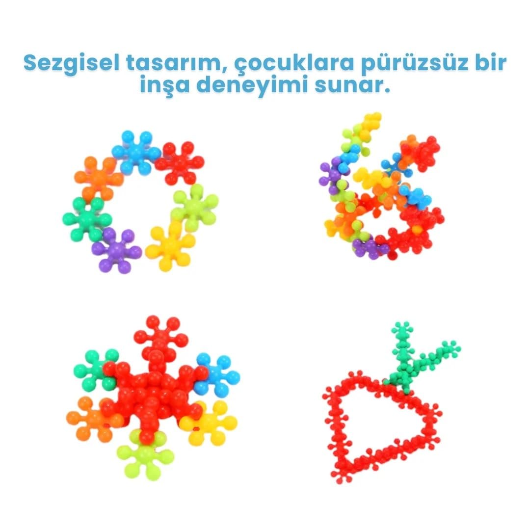 PlayZen Yaratıcı Yapı Blokları, Tak Çıkar Eğitici Oyuncak, 5 Renk, 120 Parça, 3+ Yaş