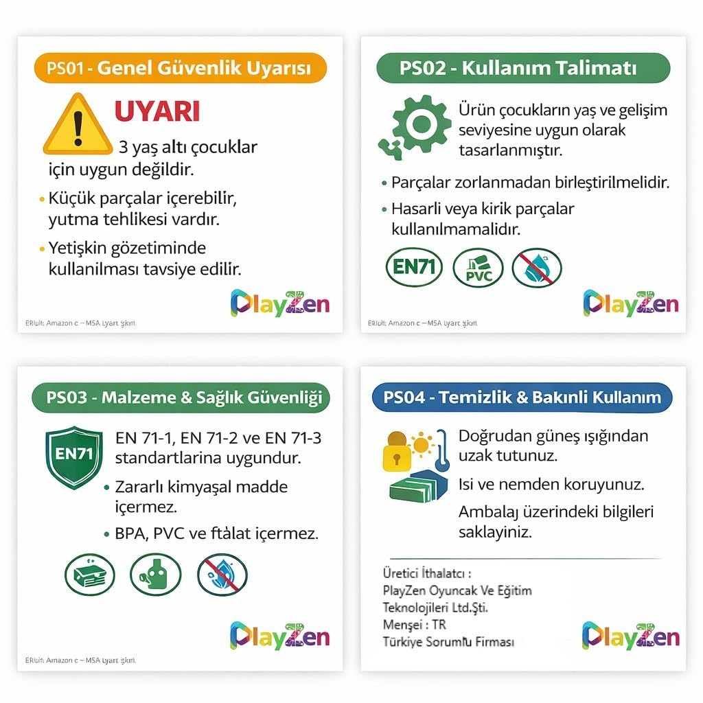 PlayZen Constructo Yapı Oyuncağı, Renkli Tasarım ve İnşa Seti, 100 Parça, 3+ Yaş