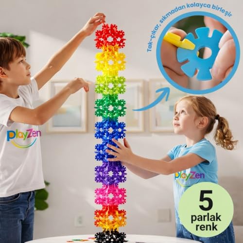 Yaratıcı Yapı Çarkları Tak Çıkar Eğitici Oyuncak, 5 Renk, 300 Parça, 3+ Yaş