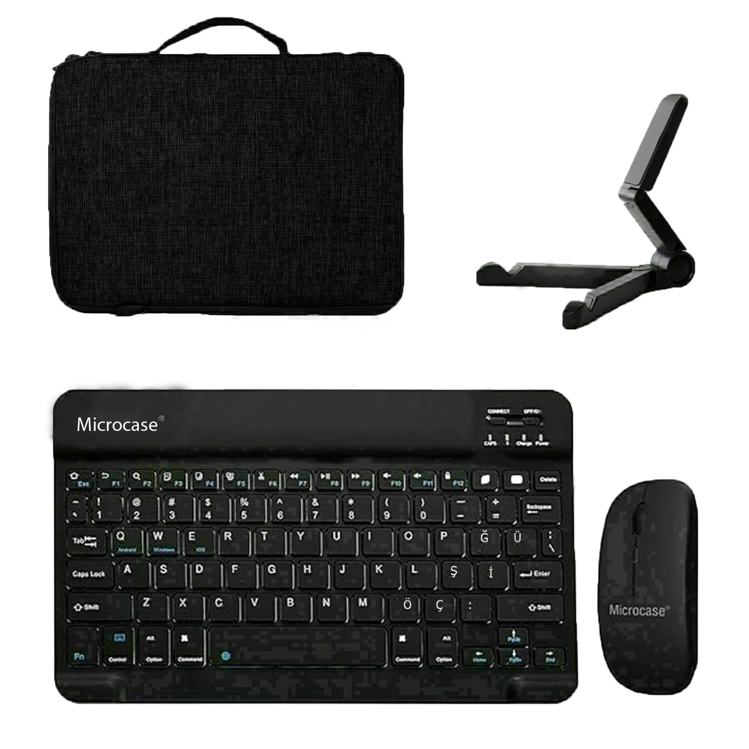Microcase Samsung S10 FE Plus Tablet için Türkçe Bluetooth Klavye+Mouse+Tablet Standı-Siyah AL8126
