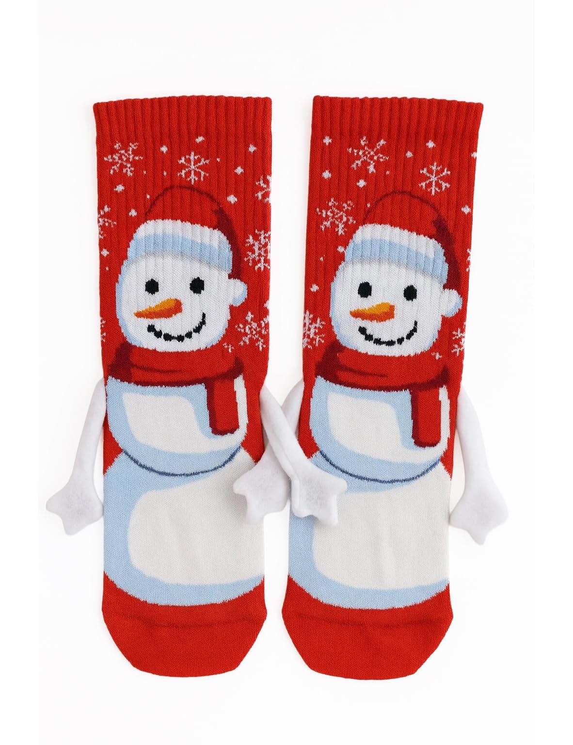 CARNAVAL SOCKS El Ele Tutuşan Kardan Adam Çorap, Unisex, Pamuk, 37-47 Numara, 3D Kol Detaylı, Kırmızı, Beyaz Kardan Adam Çorap