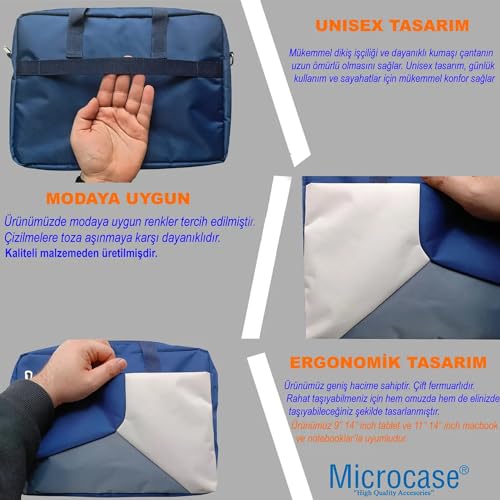 Microcase Lenovo Idea Tab 11 inch / K11 2.Jenerasyon için Tablet Çantası 2 Bölmeli AL4228 Lacivert Gri Krem