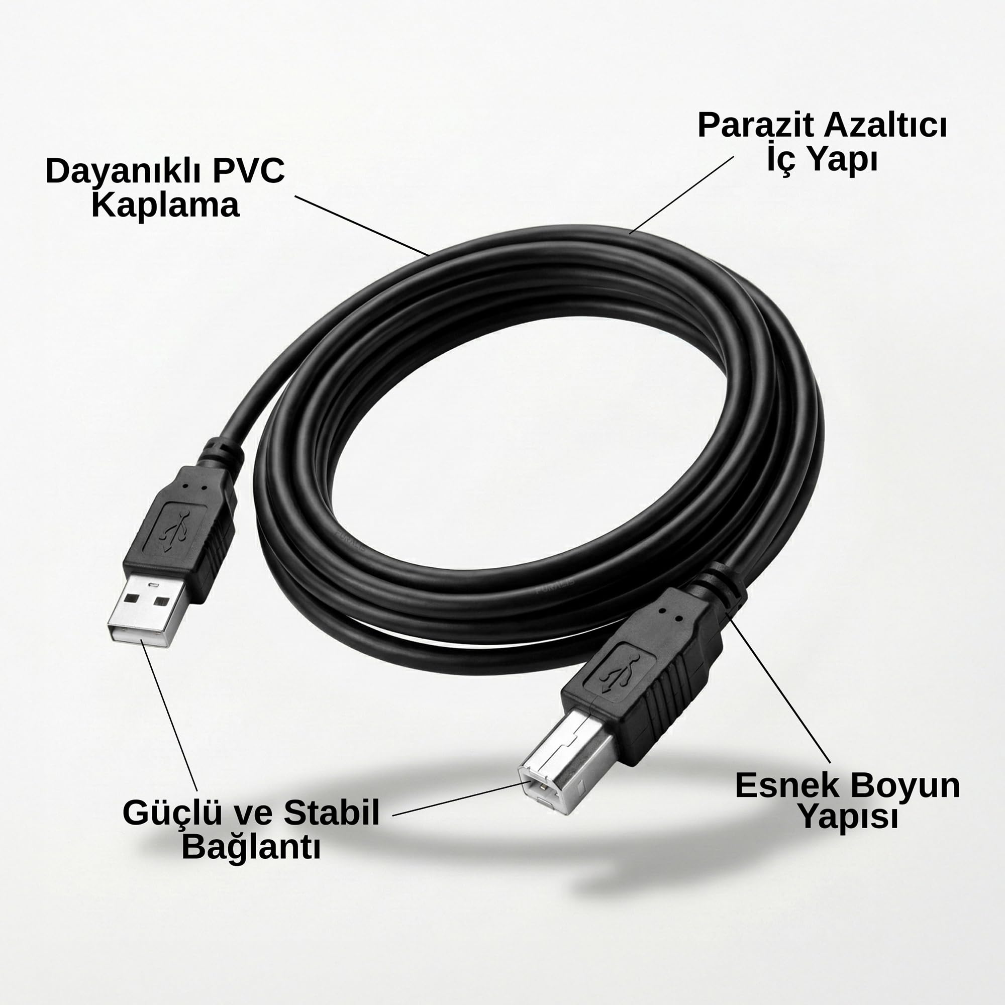 Furalis USB to USB-B Yazıcı Tarayıcı Printer Kablosu (1.5 METRE) - PC ve Laptop ile Yazıcı Ara Bağlantı Data Kablosu - MIDI Klavye, Ses Kartı, Dijital Piyano - DJ ve Müzik Ekipmanları Uyumlu