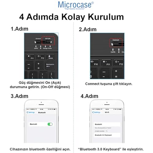 Microcase Samsung S10 FE Plus ile Uyumlu Tablet Çanta+Türkçe Bluetooth Klavye +Mouse+ Standı - Pembe AL4382