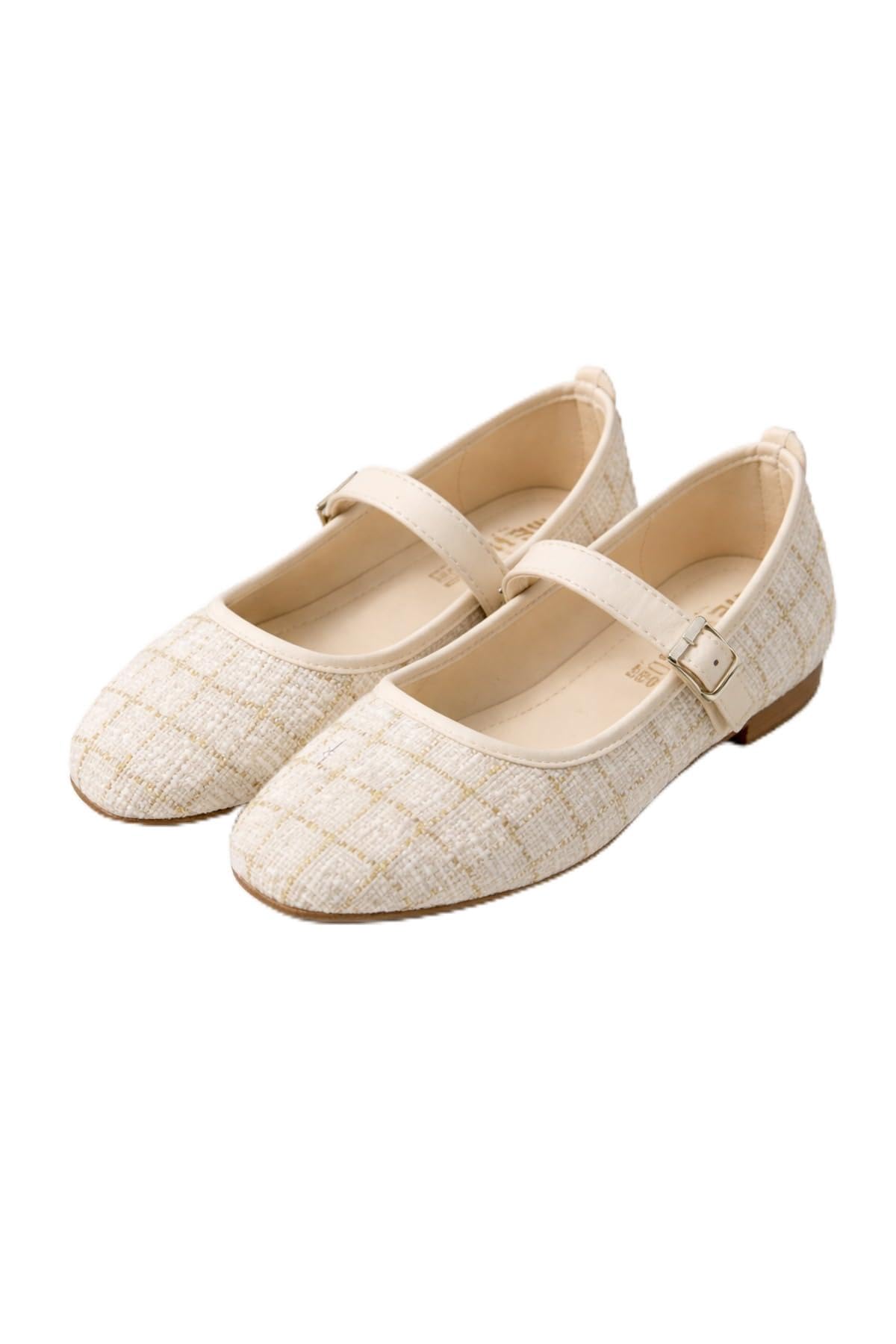 Albishoes Tüvit Kumaş Mary Jane Babet Şık Tokalı Anatomik Taban Günlük Ofis Ayakkabısı Kadın Babet (Krem, EU Ayakkabı Beden Sistemi, Yetişkin, Sayısal, Orta, 38)