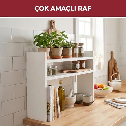 PIKAS Tezgah Üstü Mikrodalga Organizeri – Beyaz, Çok Amaçlı Mutfak Rafı ve Düzenleyici