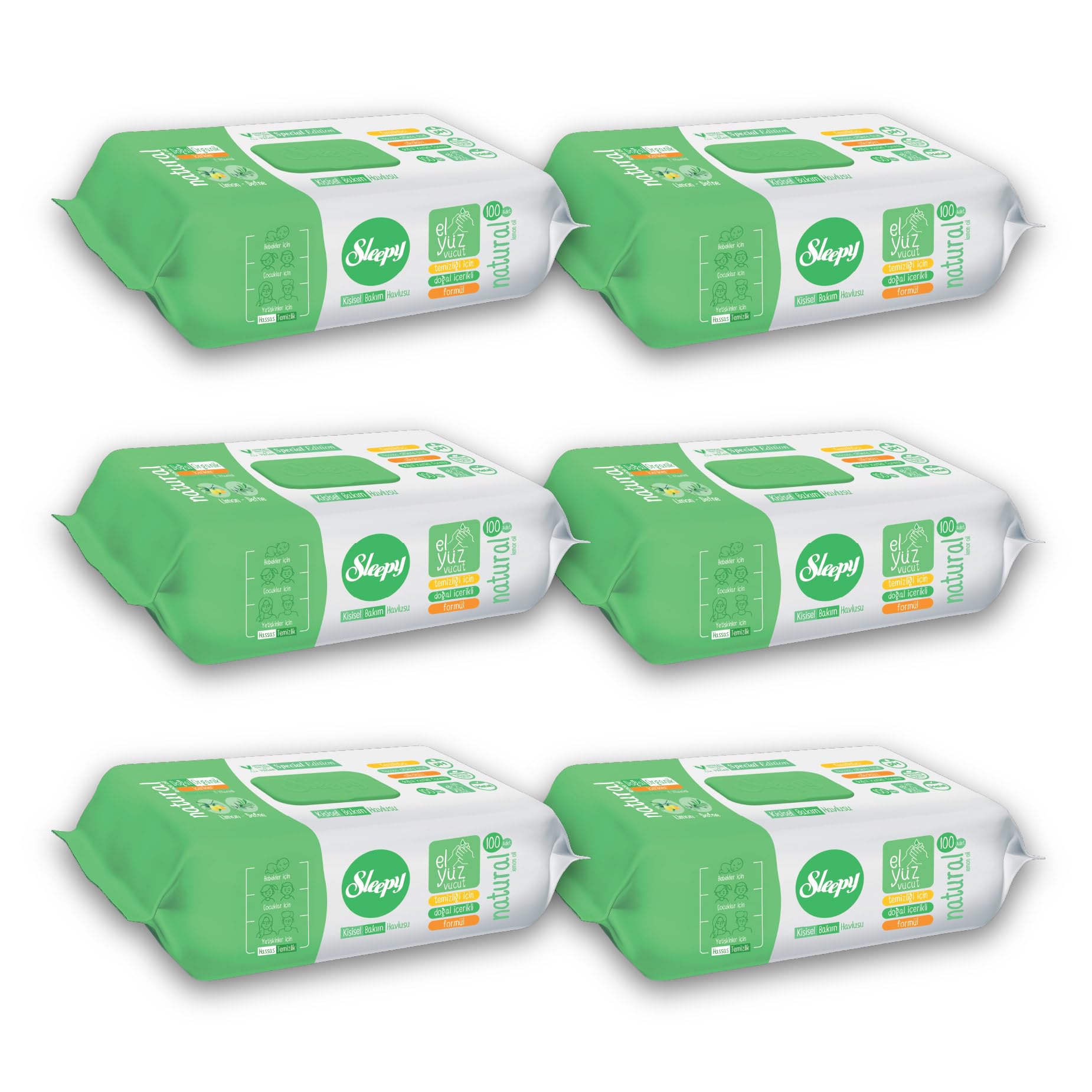 Sleepy Natural Kişisel Bakım Havlusu 6x100 (600 Yaprak)