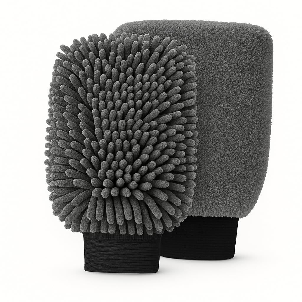Kyrotech 2’li Mikrofiber Araç Yıkama ve Kurulama Eldiveni Seti, Yüksek Emici Oto Temizlik Bezi, Çizmez, Tüy Bırakmaz, İz Yapmaz, Oto Kurutma, Araç Detay, SUV, Binek, Motosiklet Uyumlu Asorti Renk