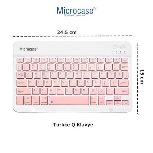 Microcase Apple iPad A16 11. Jenerasyon 2025 Tablet Uyumlu Tablet Çanta+Türkçe Bluetooth Klavye +Mouse+ Standı - Pembe AL8127