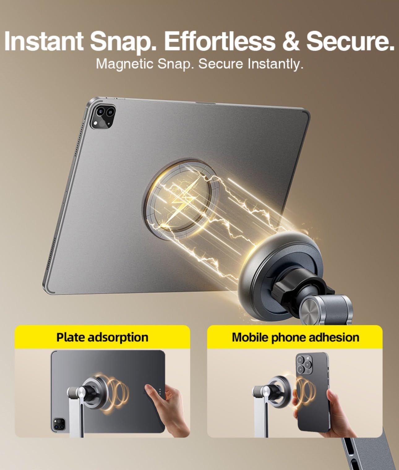 Coverzone Profesyonel Ayarlanabilir Manyetik Tablet Tutucu Alüminyum Stand, 360° Ayarlanabilir, 20X Daha Güçlü Kilitleme, 4-13" Telefon ve Tabletler İçin, Yatak, Masa Montaj | T01 Mangnetic