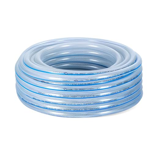 Örgülü Şeffaf Bahçe Hortumu (50 Metre) Dayanıklı 3 Katlı Sağlam Çeşme Su Sulama Yıkama 12.5 mm 1/2"
