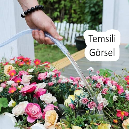 Örgülü Şeffaf Bahçe Hortumu (50 Metre) Dayanıklı 3 Katlı Sağlam Çeşme Su Sulama Yıkama 12.5 mm 1/2"