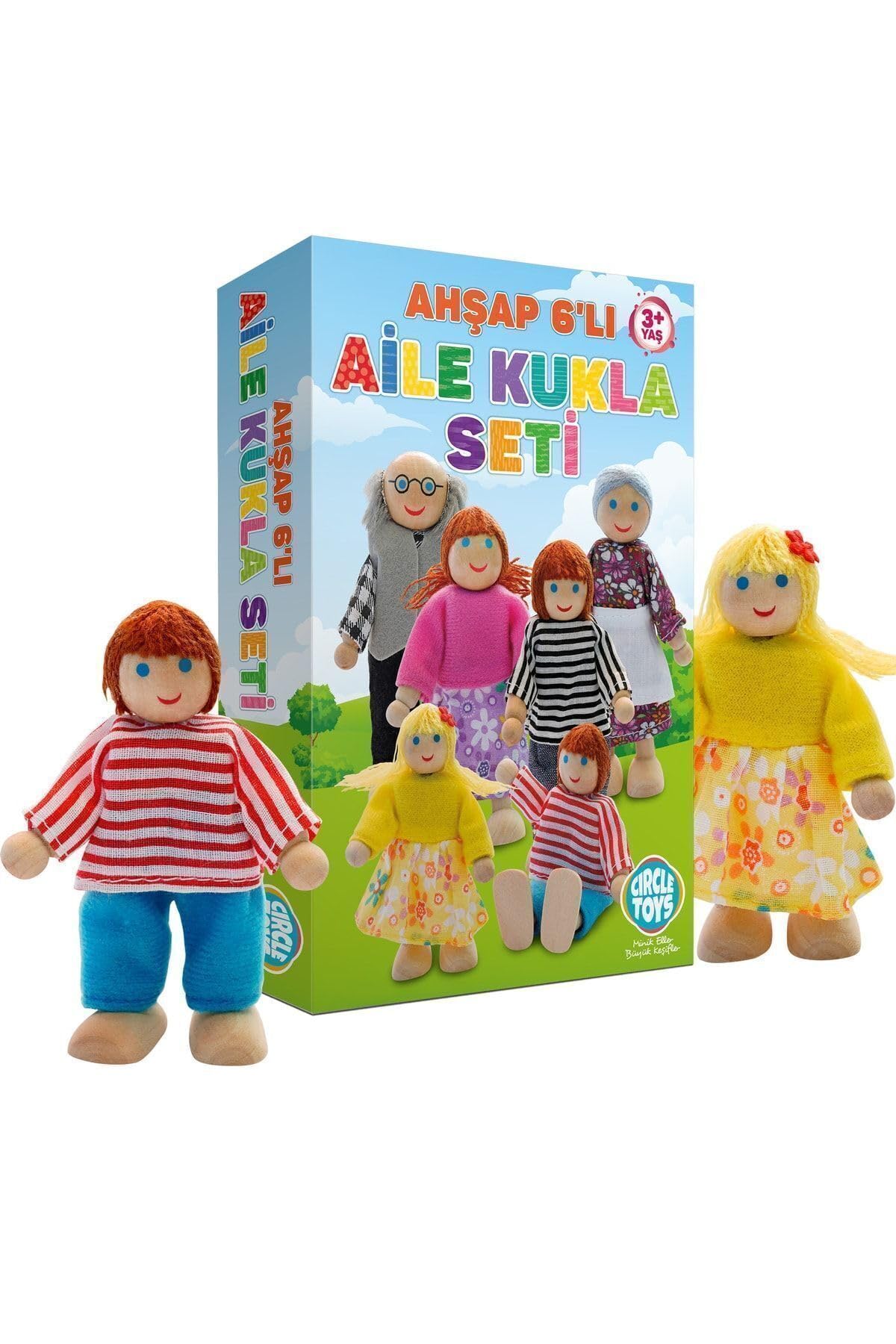 Circle Toys Ahşap Oyuncak Sevimli Aile - 6'lı Özel Set, Kukla