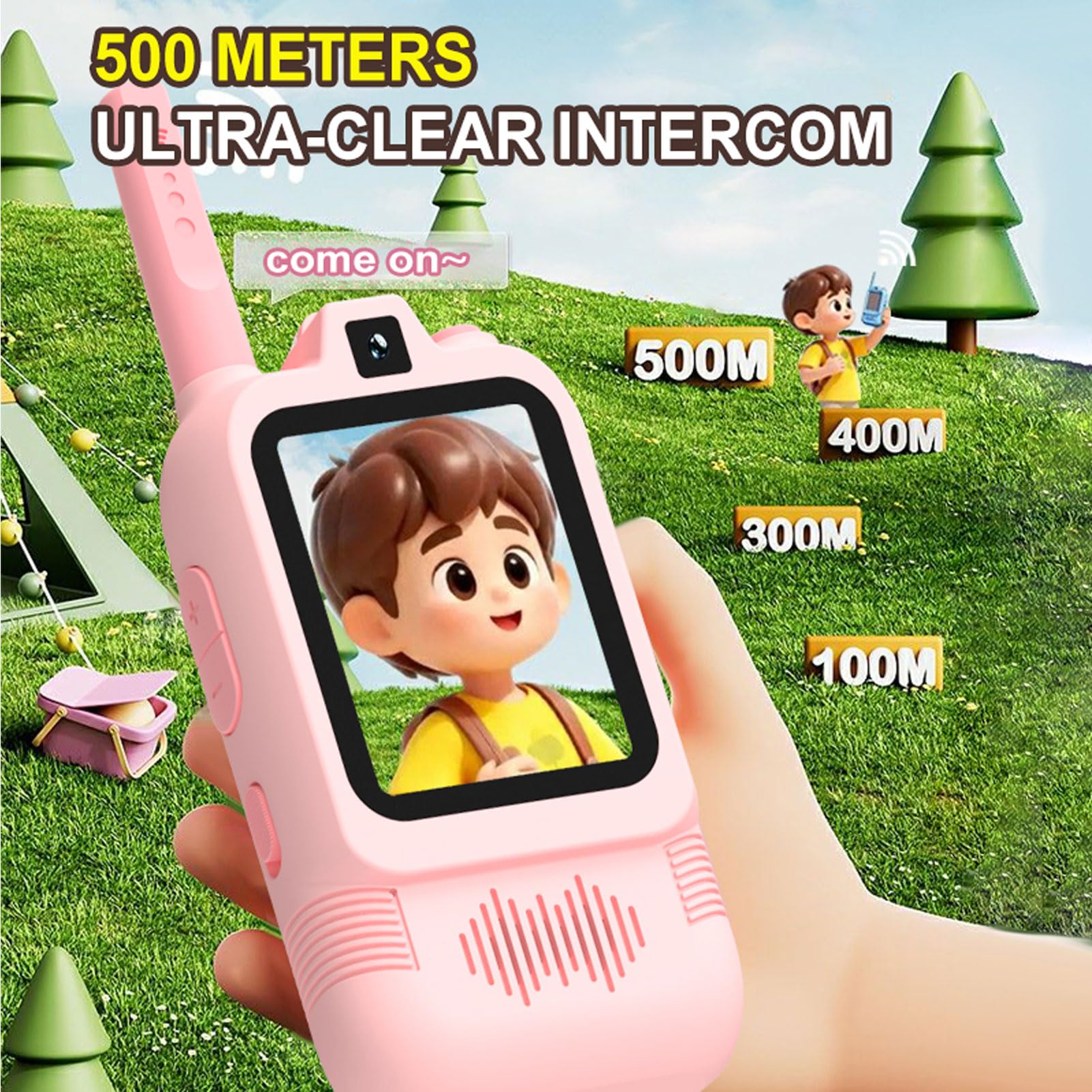 Garsent Çocuklar Için Video Walkie Talkie'ler, Elde Taşınabilir 2 Paket Şarj Edilebilir Görüntülü İn