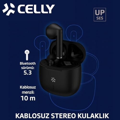 CELLY BUZ2 TWS Tam Kablosuz Bluetooth 5.3 Dokunmatik Kulak İçi Siyah Kulaklık Type-C Girişli