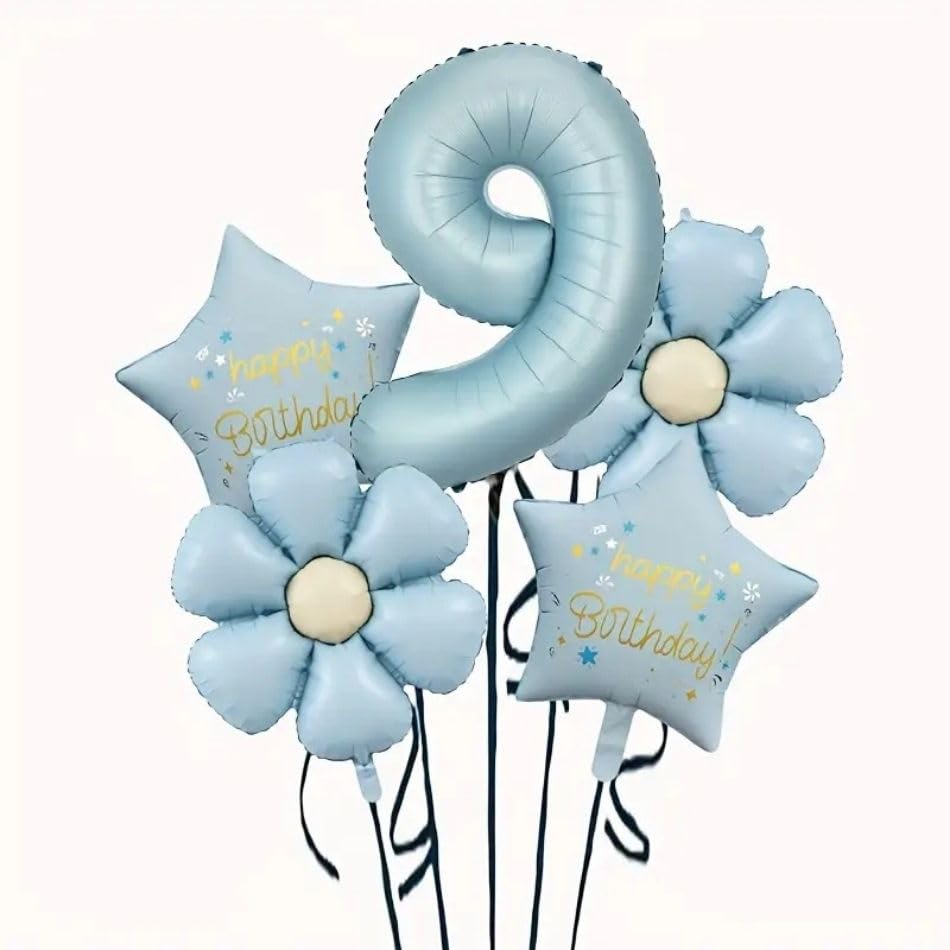 Mavi Happy Birthday 9 Yaş Folyo Balon Set