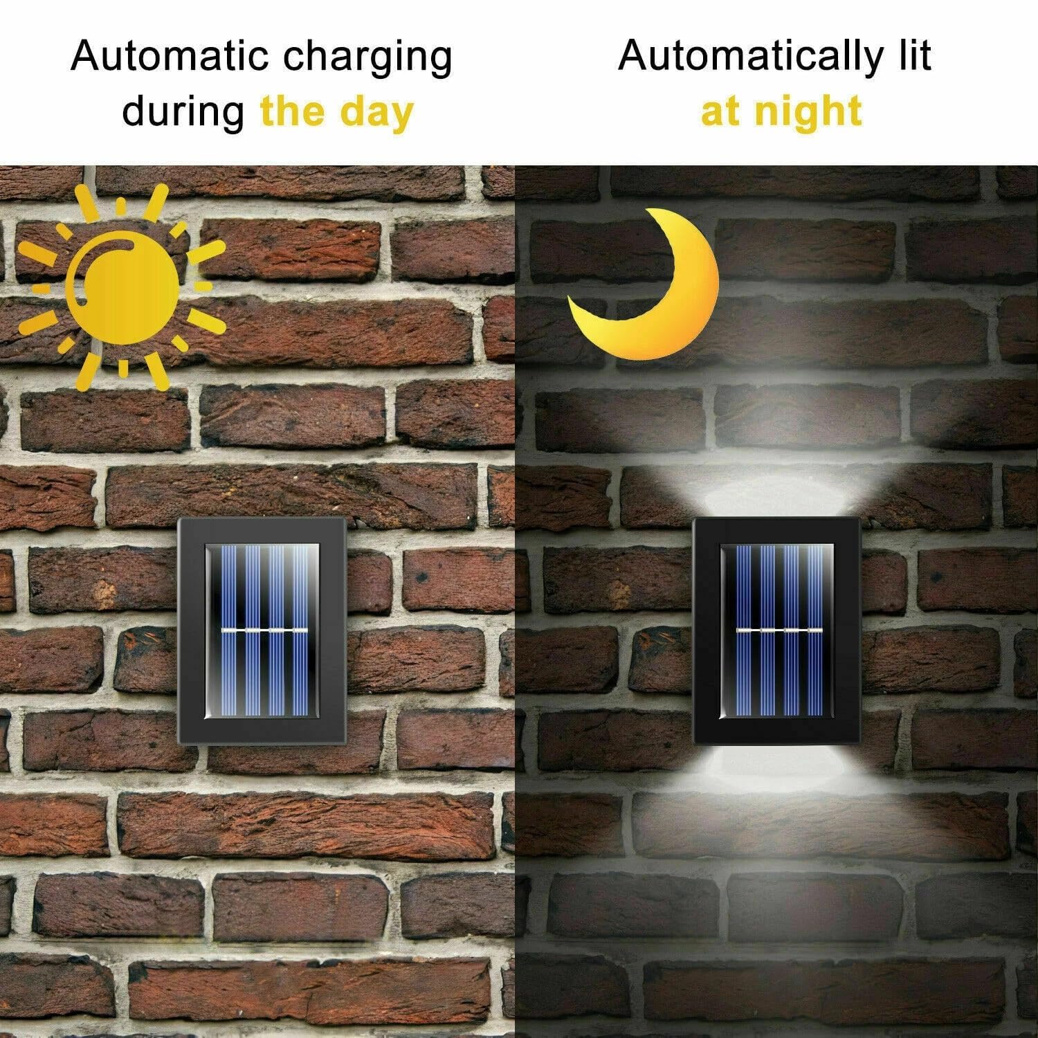 Coverzone 2 Adet Yeni Model Solar Çift Taraflı Beyaz Işık Led Duvar Lambası Güneş Enerjili Aydınlatma Dekorasyon Dış Mekan Aydınlatma Işık-CDR [Enerji Sınıfı A] (2)