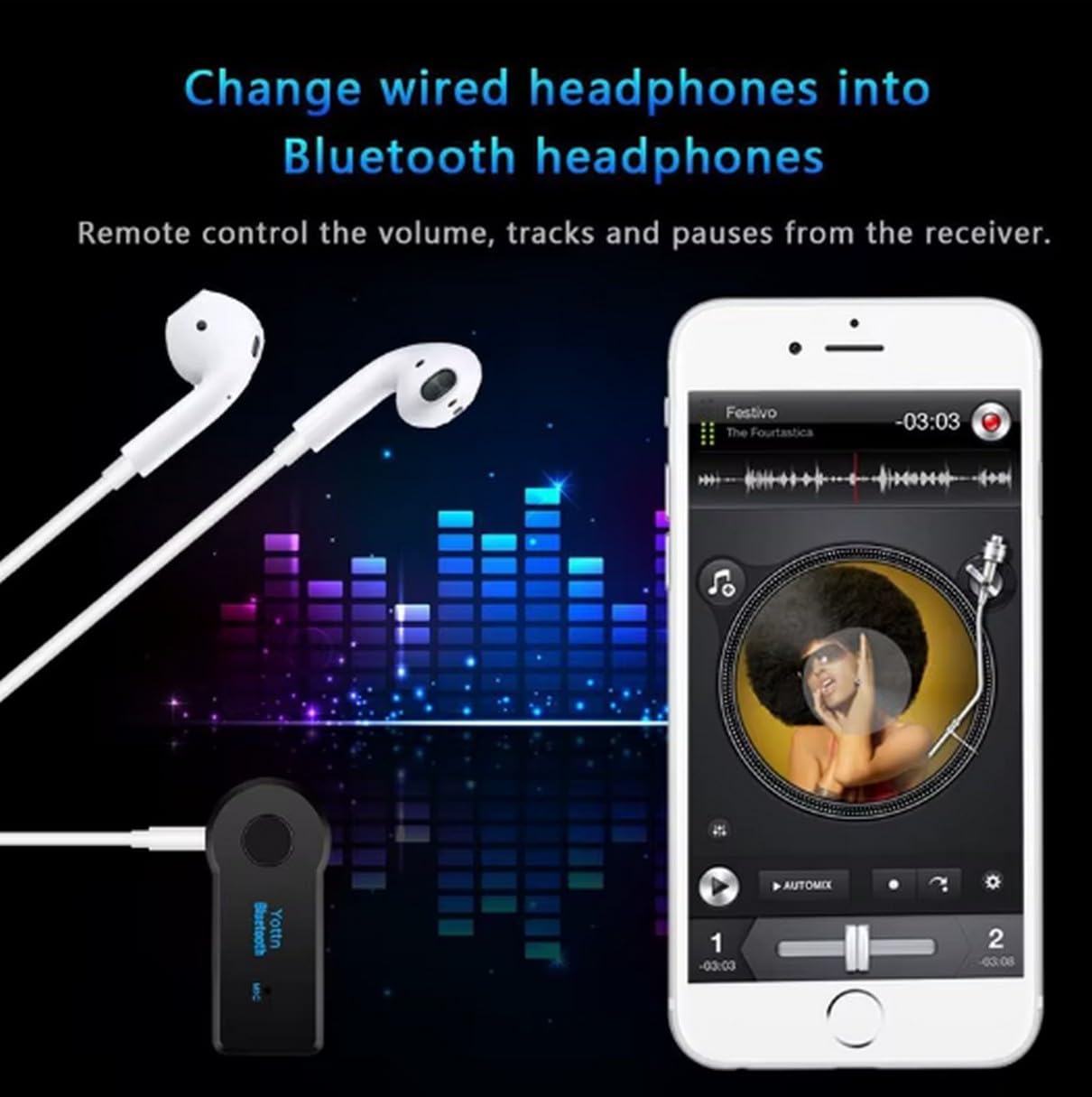 Mikrofonlu Bluetooth Ses Alıcı Araç ve Hoparlör İçin Aux Girişli Kablosuz Dönüştürücü Kiti