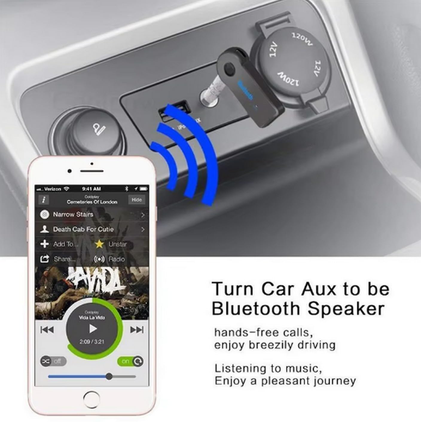 Mikrofonlu Bluetooth Ses Alıcı Araç ve Hoparlör İçin Aux Girişli Kablosuz Dönüştürücü Kiti