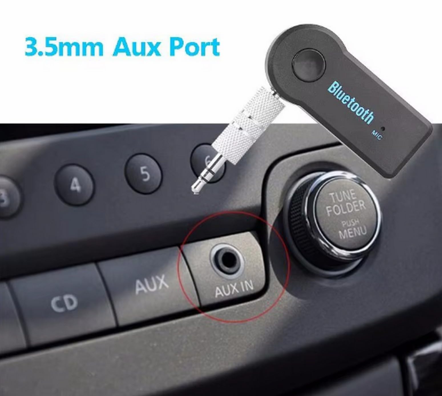 Mikrofonlu Bluetooth Ses Alıcı Araç ve Hoparlör İçin Aux Girişli Kablosuz Dönüştürücü Kiti