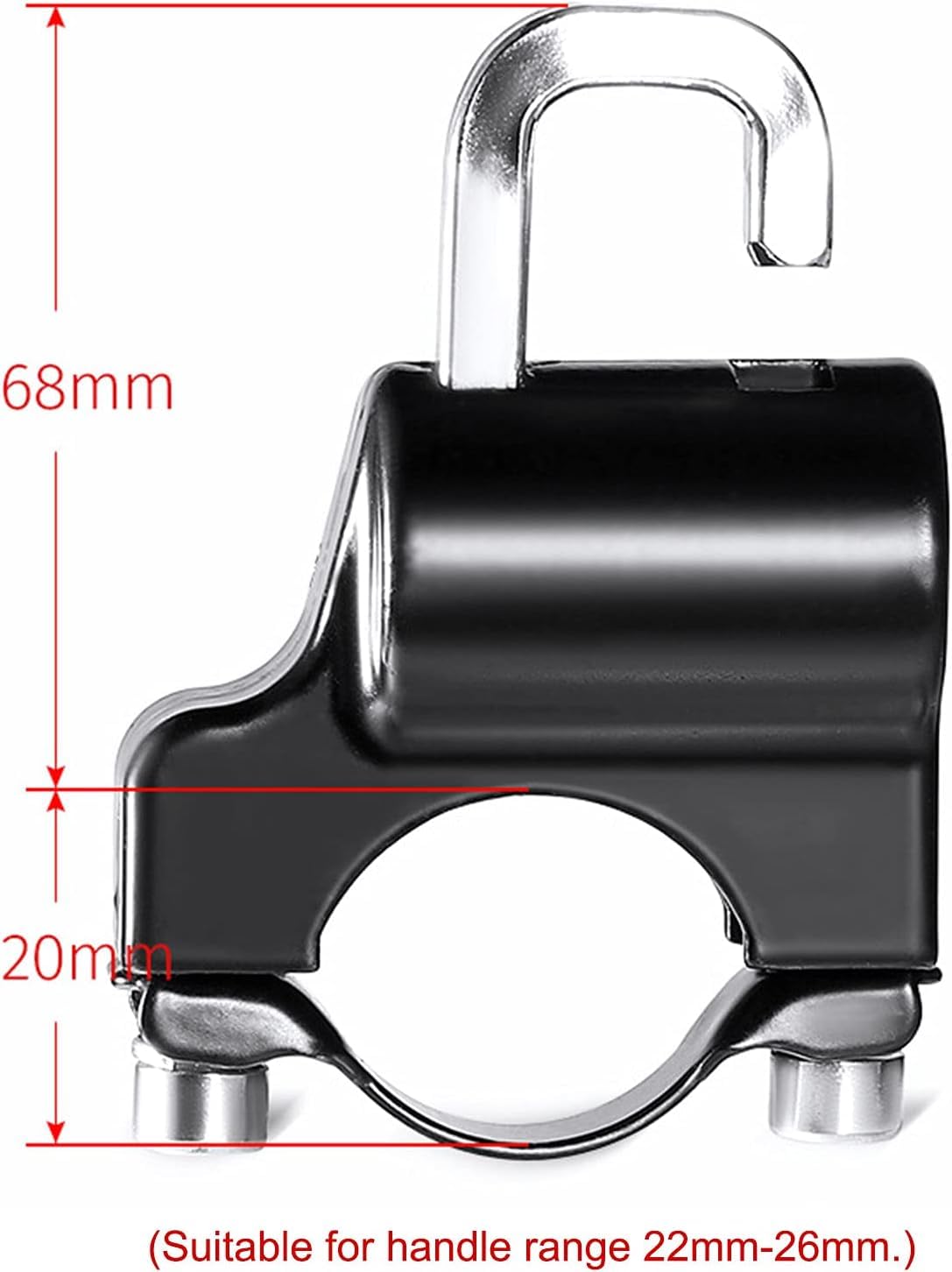 Kyrotech Universal Motosiklet Kask Kilidi 22 Ve 26 mm Ayarlanabilir Gidon Uyumlu, Çift Anahtarlı Güvenlik Kilidi, Su Geçirmez, Çok Amaçlı Kask ve Ekipman Sabitleme Aparatı