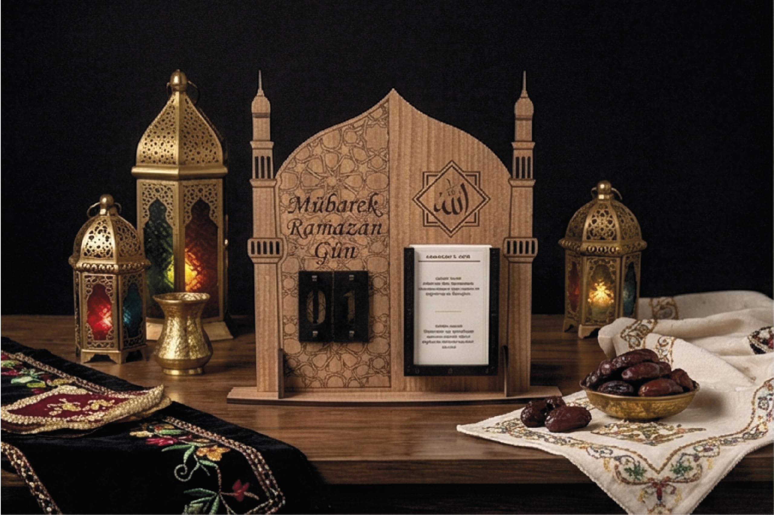 allywood Dualı ve Hadisli Ahşap Ramazan Geri Sayım Takvimi