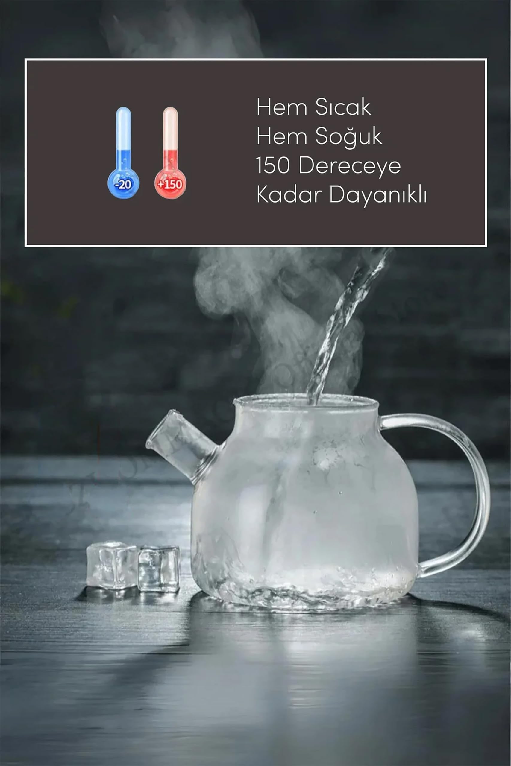 Promosyonca Borosilikat Cam Demlik, Bambu Kapaklı, Süzgeçli, 1250 ml, Isıya Dayanıklı, Çay Kahve Bitki Çayı için, Cam Çaydanlık (Düz)