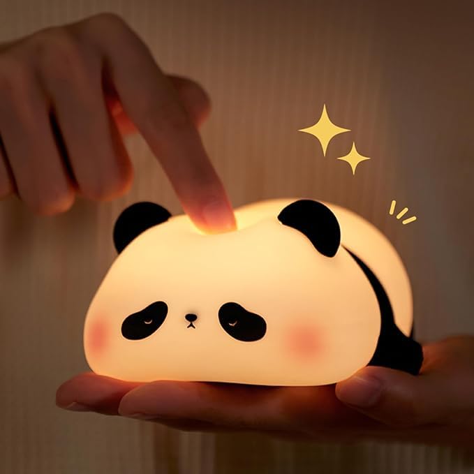 Shoplero Panda Gece Lamba, LED Yumuşacık Sevimli Lamba, Çocuklar için Gece Lambası, Silikon Panda Işığı, Kısılabilir Kız Bebek Yatak Odası Gece Lambası, Emzirme Kreş Dekoru için Şarj Edilebilir