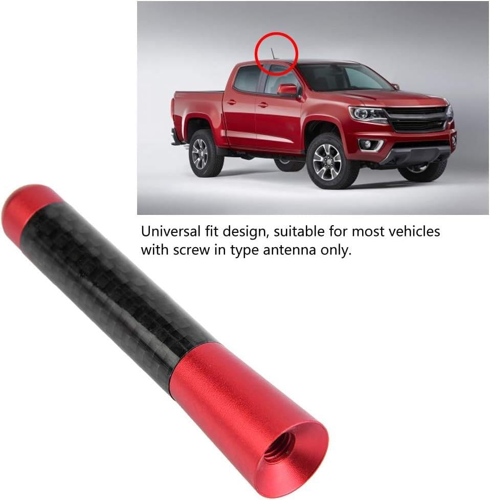 Uni̇versal Kırmızı Karbon Fi̇ber Oto Çubuk Radyo Anteni̇ 12 Cm