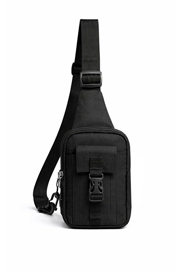 Siyah Unisex Telefon Bölmeli Taktik Çapraz Bel Çanta Göğüs Seyahet Günlük Bodybag Freebag Slingbag